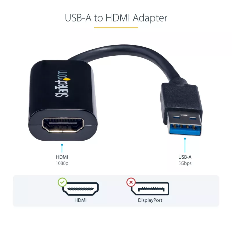 StarTech.com USB 3.0 - HDMI-adapter, USB-HDMI monitorimuundur Windowsile, 1080P (ei toeta macOS/ChromeOS/Linux) - TAA
