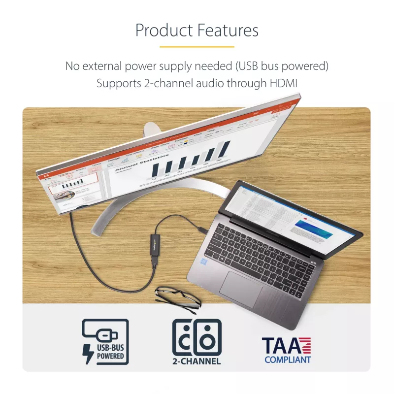 StarTech.com USB 3.0 - HDMI-adapter, USB-HDMI monitorimuundur Windowsile, 1080P (ei toeta macOS/ChromeOS/Linux) - TAA