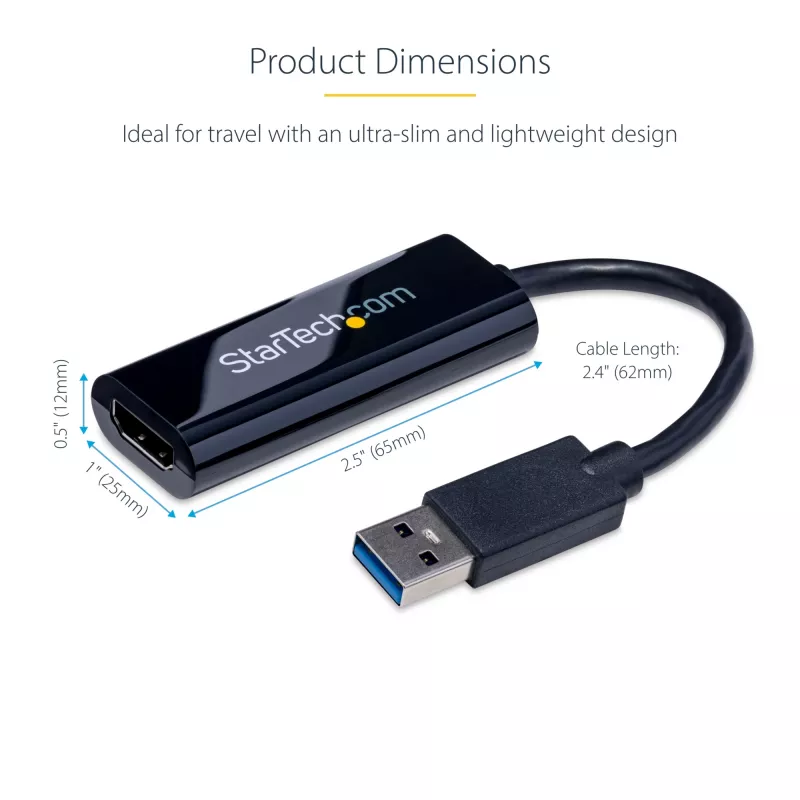 StarTech.com USB 3.0 - HDMI-adapter, USB-HDMI monitorimuundur Windowsile, 1080P (ei toeta macOS/ChromeOS/Linux) - TAA