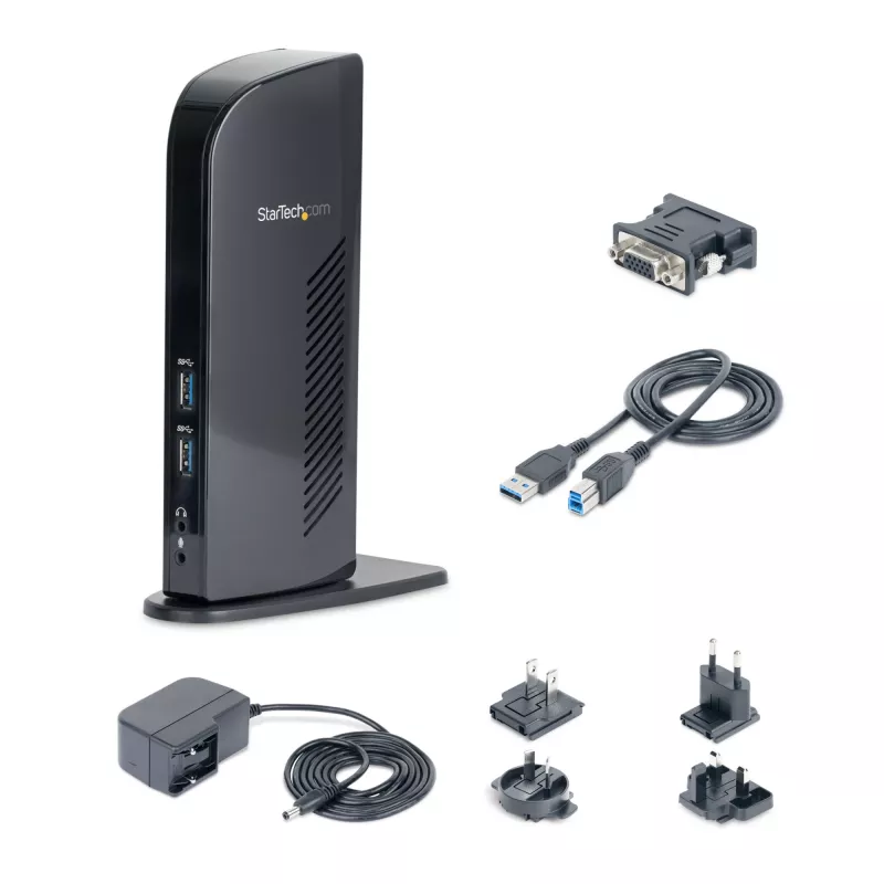 StarTech.com Dual Monitor USB 3.0 dokkimisjaam HDMI-ga - DVI - 6 x USB porti~Topeltmonitori USB 3.0 sülearvuti dokkimisjaam HDMI ja DVI/VGA-ga, 6x USB-A jaotur, GbE, heli, universaalne A-tüüpi dokk - Windows/macOS/ChromeOS