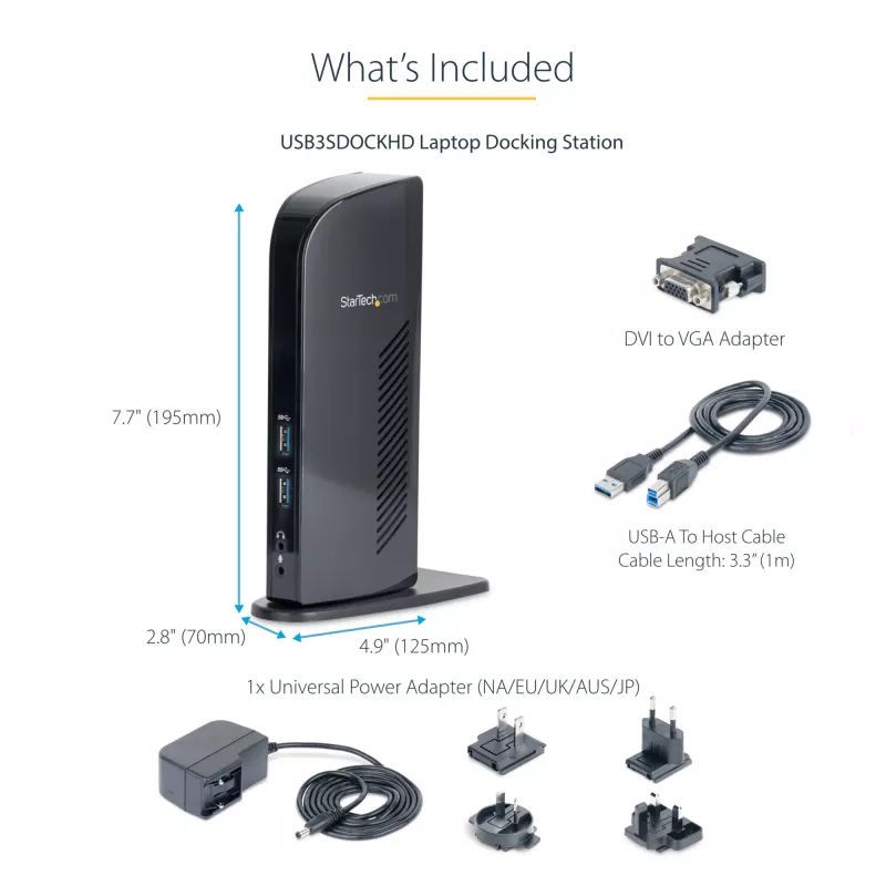 StarTech.com Dual Monitor USB 3.0 dokkimisjaam HDMI-ga - DVI - 6 x USB porti~Topeltmonitori USB 3.0 sülearvuti dokkimisjaam HDMI ja DVI/VGA-ga, 6x USB-A jaotur, GbE, heli, universaalne A-tüüpi dokk - Windows/macOS/ChromeOS