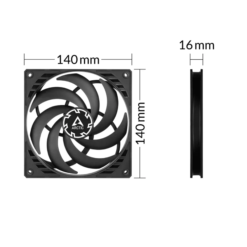 ARCTIC P14 õhuke PWM PST rõhuoptimeeritud 140 mm PWM-ventilaator integreeritud Y-kaabliga