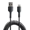 StarTech.com 50cm (20in) USB to Lightning kaabel, MFi Certified, Coiled iPhone Charger kaabel, Must, Durable TPE Jacket Aramid Fiber, Heavy Duty Coil Lightning kaabel