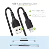 StarTech.com 50cm (20in) USB to Lightning kaabel, MFi Certified, Coiled iPhone Charger kaabel, Must, Durable TPE Jacket Aramid Fiber, Heavy Duty Coil Lightning kaabel