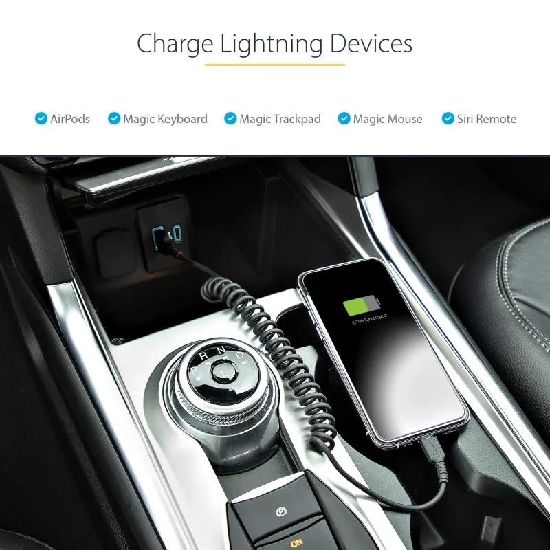 StarTech.com 50cm (20in) USB to Lightning kaabel, MFi Certified, Coiled iPhone Charger kaabel, Must, Durable TPE Jacket Aramid Fiber, Heavy Duty Coil Lightning kaabel