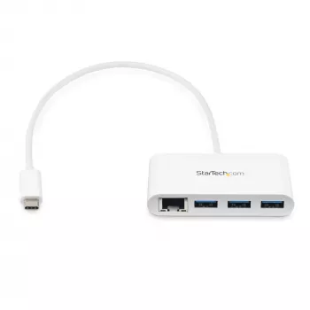 StarTech.com 3-pordiline USB-C jaotur Gigabit Ethernetiga – USB-C kuni 3x USB-A – USB 3.0 jaotur – valge