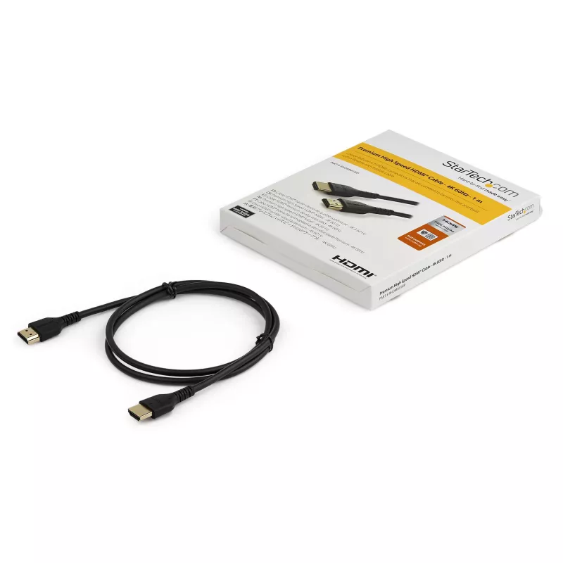 StarTech.com 3 jalga (1 m) õhuke HDMI 2.0 kaabel, paindlik Premium-sertifitseeritud HDMI-juhe koos Ethernetiga, UHD 4K 60 Hz HDR10, vastupidav aramiidkiust disain TPE-kattega