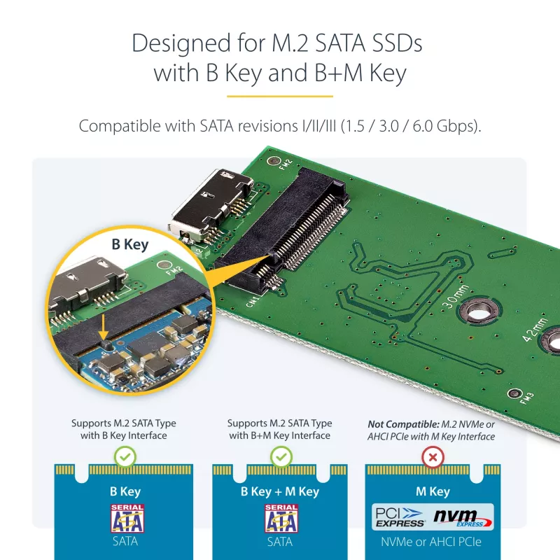 StarTech.com M.2 SSD-korpus M.2 SATA SSD-dele – USB 3.0 (5 Gbit/s) UASP-ga