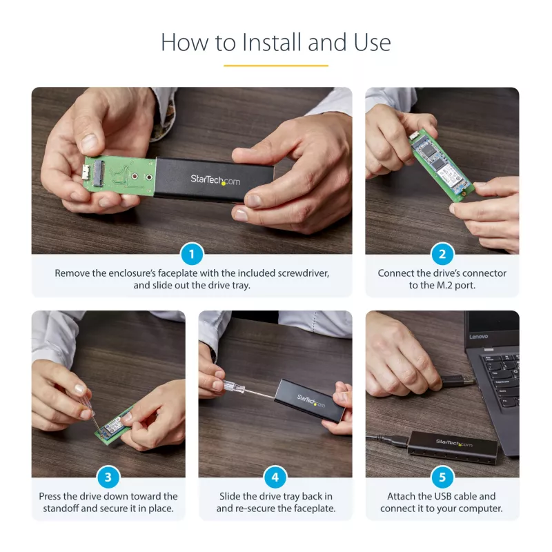 StarTech.com M.2 SSD-korpus M.2 SATA SSD-dele – USB 3.0 (5 Gbit/s) UASP-ga