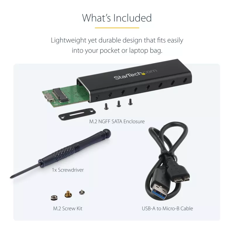 StarTech.com M.2 SSD-korpus M.2 SATA SSD-dele – USB 3.0 (5 Gbit/s) UASP-ga