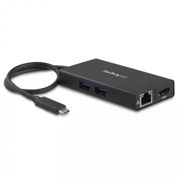 StarTech.com USB-C mitme pordiga adapter - USB-C reisi dokkimisjaam 4K HDMI-ga - 60W toiteedastus, GbE, 2-pordiline USB-A 3.0 jaotur - kaasaskantav mini USB-C dokk sülearvutile
