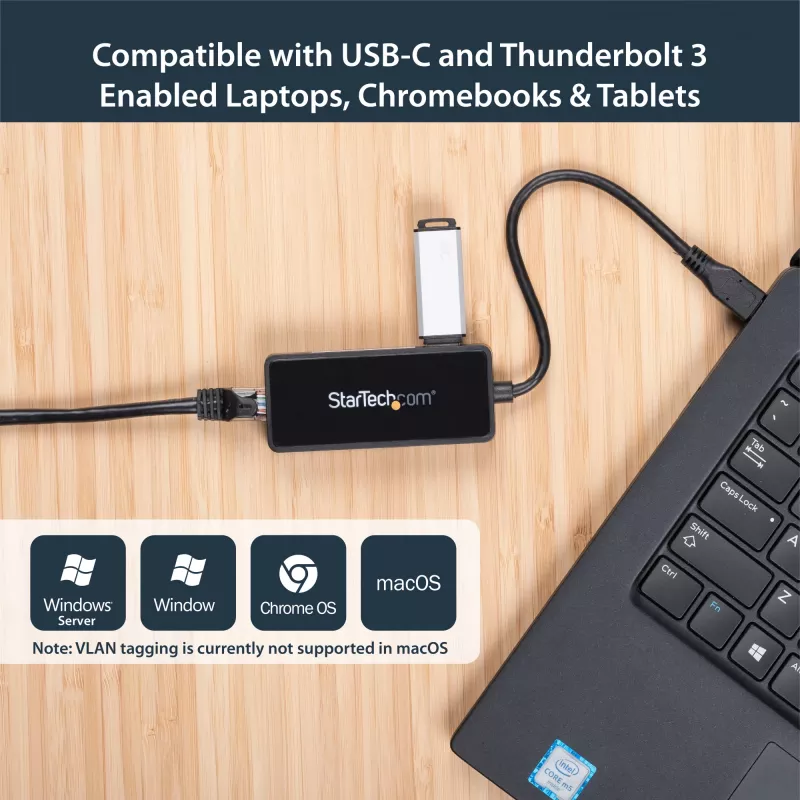 StarTech.com USB-C Gigabit võrguadapter täiendava USB 3.0 pordiga