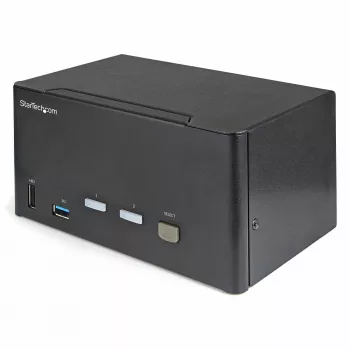 StarTech.com 2-pordiline kolmekuvariline DisplayPort KVM-lüliti - 4K 60Hz UHD HDR - lauaarvuti DP 1.2 KVM 2-pordilise USB 3.0 jaoturiga (5 Gbps) ja 4x USB 2.0 HID-porti, heli - kiirklahvidega lülitamine - TAA