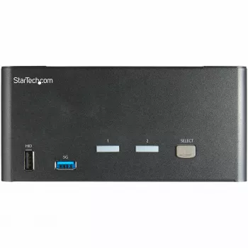 StarTech.com 2-pordiline kolmekuvariline DisplayPort KVM-lüliti - 4K 60Hz UHD HDR - lauaarvuti DP 1.2 KVM 2-pordilise USB 3.0 jaoturiga (5 Gbps) ja 4x USB 2.0 HID-porti, heli - kiirklahvidega lülitamine - TAA