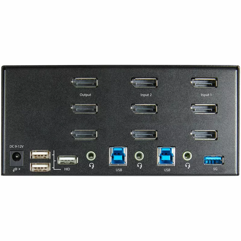 StarTech.com 2-pordiline kolmekuvariline DisplayPort KVM-lüliti - 4K 60Hz UHD HDR - lauaarvuti DP 1.2 KVM 2-pordilise USB 3.0 jaoturiga (5 Gbps) ja 4x USB 2.0 HID-porti, heli - kiirklahvidega lülitamine - TAA