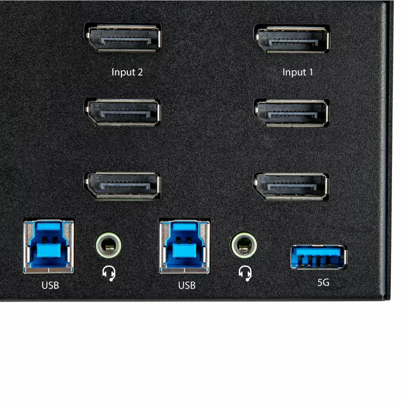 StarTech.com 2-pordiline kolmekuvariline DisplayPort KVM-lüliti - 4K 60Hz UHD HDR - lauaarvuti DP 1.2 KVM 2-pordilise USB 3.0 jaoturiga (5 Gbps) ja 4x USB 2.0 HID-porti, heli - kiirklahvidega lülitamine - TAA