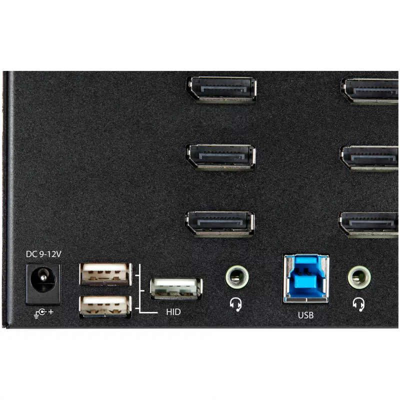 StarTech.com 2-pordine nelja monitoriga DisplayPort KVM-lüliti – 4K 60 Hz UHD HDR – lauaarvuti 4K DP 1.2 KVM 2-pordilise USB 3.0 jaoturi (5 Gbit/s) ja 4x USB 2.0 HID-pordiga, heli – kiirklahvidega lülitamine – TAA