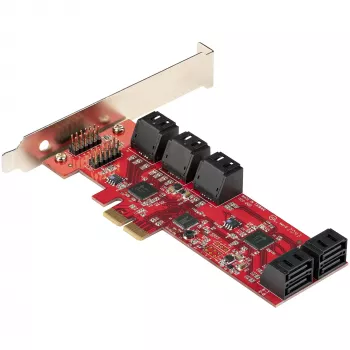 StarTech.com SATA PCIe kaart - 10 pordiga PCIe SATA laienduskaart - 6 Gbps - madala/täisprofiiliga - virnastatud SATA pistikud - ASM1062 mitte-RAID - PCI Express SATA muundur/adapter