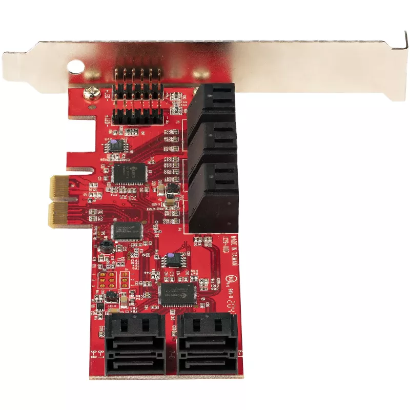StarTech.com SATA PCIe kaart - 10 pordiga PCIe SATA laienduskaart - 6 Gbps - madala/täisprofiiliga - virnastatud SATA pistikud - ASM1062 mitte-RAID - PCI Express SATA muundur/adapter