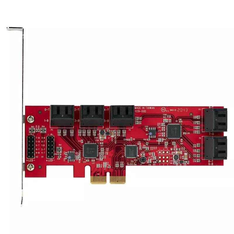 StarTech.com SATA PCIe kaart - 10 pordiga PCIe SATA laienduskaart - 6 Gbps - madala/täisprofiiliga - virnastatud SATA pistikud - ASM1062 mitte-RAID - PCI Express SATA muundur/adapter