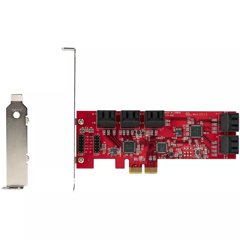 StarTech.com SATA PCIe kaart - 10 pordiga PCIe SATA laienduskaart - 6 Gbps - madala/täisprofiiliga - virnastatud SATA pistikud - ASM1062 mitte-RAID - PCI Express SATA muundur/adapter