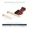 StarTech.com SATA PCIe kaart - 10 pordiga PCIe SATA laienduskaart - 6 Gbps - madala/täisprofiiliga - virnastatud SATA pistikud - ASM1062 mitte-RAID - PCI Express SATA muundur/adapter