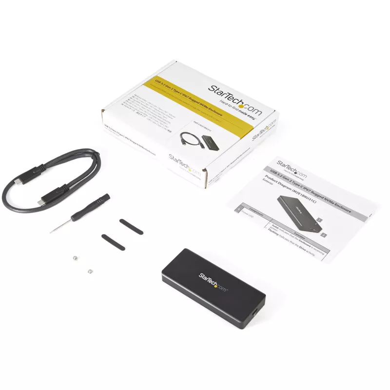 StarTech.com USB-C 10Gbps M.2 NVMe PCIe SSD korpus – töökindel alumiiniumist väline M.2 PCIe M-võtmega korpus, IP67 kaitse – 1GB/s lugemine/kirjutamine – toetab 2230/2242/2260/2280 – ühilduv TB3-ga – Mac/PC