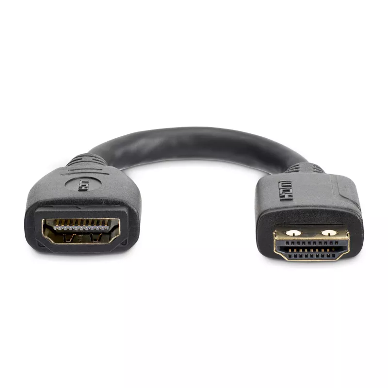 StarTech.com 6-tolline (15 cm) HDMI-pordi säästukaabel – 4K 60Hz kiire HDMI 2.0 pikenduskaabel Ethernetiga – lühike HDMI-pikenduskaabel – HDMI isane–emane pikendusadapteri juhe