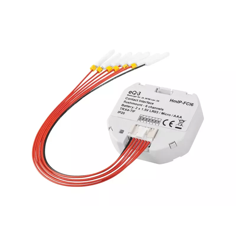 Light switch Homematic IP HmIP-FCI6, valge, nuppjuhtimine, aku (AAA), IP20, 48,5×15×53 mm