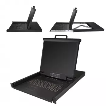 StarTech.com 8-pordiline rekmount KVM konsool 1,8 m kaablitega – integreeritud KVM kommutaator 19-tollise LCD-ekraaniga – täisfunktsionaalne 1U LCD KVM sahtel – OSD KVM – vastupidav 50 000 h MTBF – USB + VGA tugi