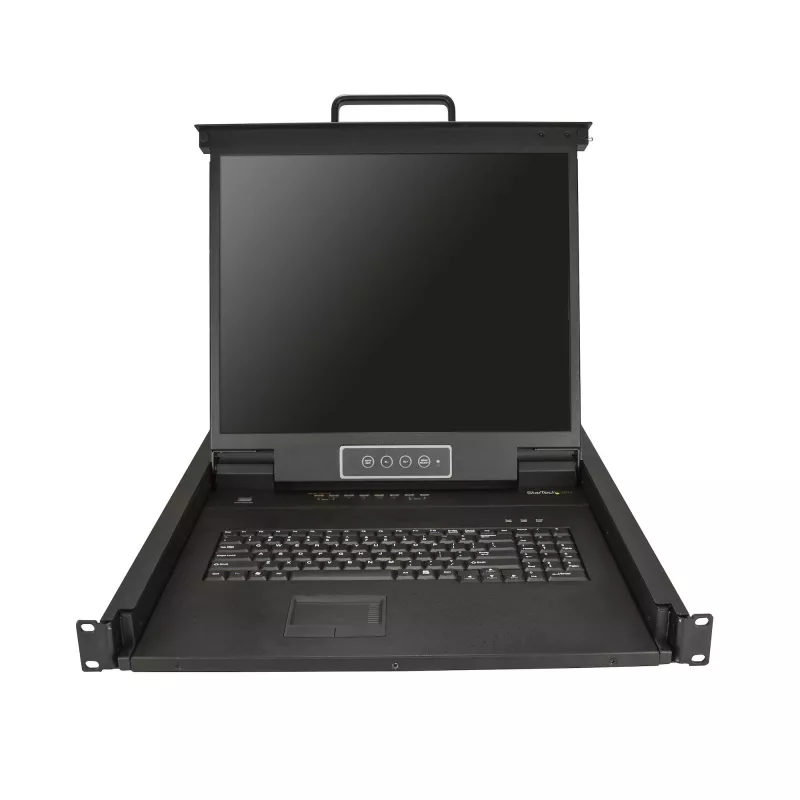 StarTech.com 8-pordiline rekmount KVM konsool 1,8 m kaablitega – integreeritud KVM kommutaator 19-tollise LCD-ekraaniga – täisfunktsionaalne 1U LCD KVM sahtel – OSD KVM – vastupidav 50 000 h MTBF – USB + VGA tugi