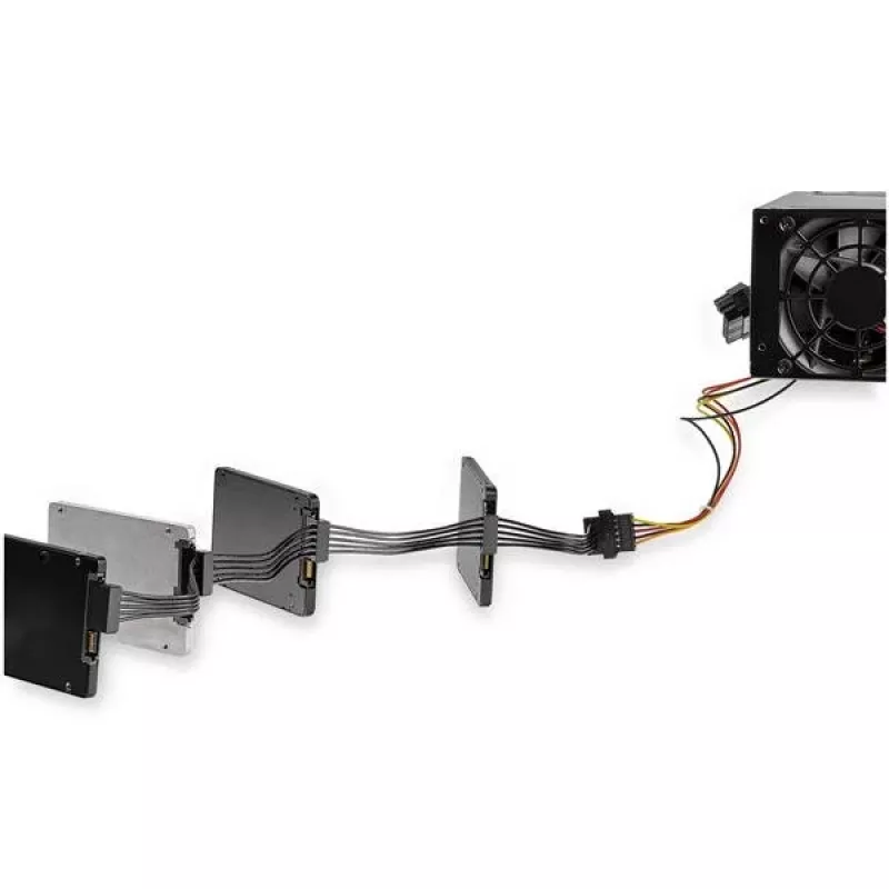 StarTech.com 4x SATA toitejaotur adapterkaabel, SATA 15-kontaktiline, 4 x SATA, 0,4 m, isane, emane, must
