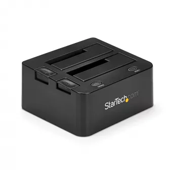 StarTech.com kahe pesaga USB 3.0 SATA-kõvakettadokk, USB-kõvakettadokk, väline 2,5/3,5-tolline SATA I/II/III SSD/HDD dokkimisjaam, vahetatav kõvakettapesa, pealtlaetav