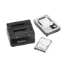 StarTech.com kahe pesaga USB 3.0 SATA-kõvakettadokk, USB-kõvakettadokk, väline 2,5/3,5-tolline SATA I/II/III SSD/HDD dokkimisjaam, vahetatav kõvakettapesa, pealtlaetav