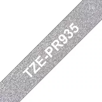 Brother TZE-PR935 sildivalmistuslint valge hõbedasel taustal