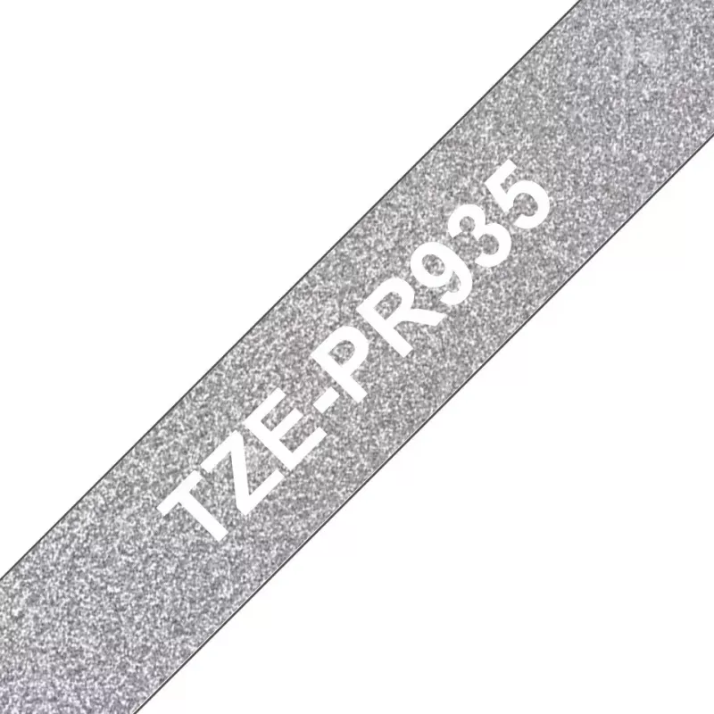Brother TZE-PR935 sildivalmistuslint valge hõbedasel taustal