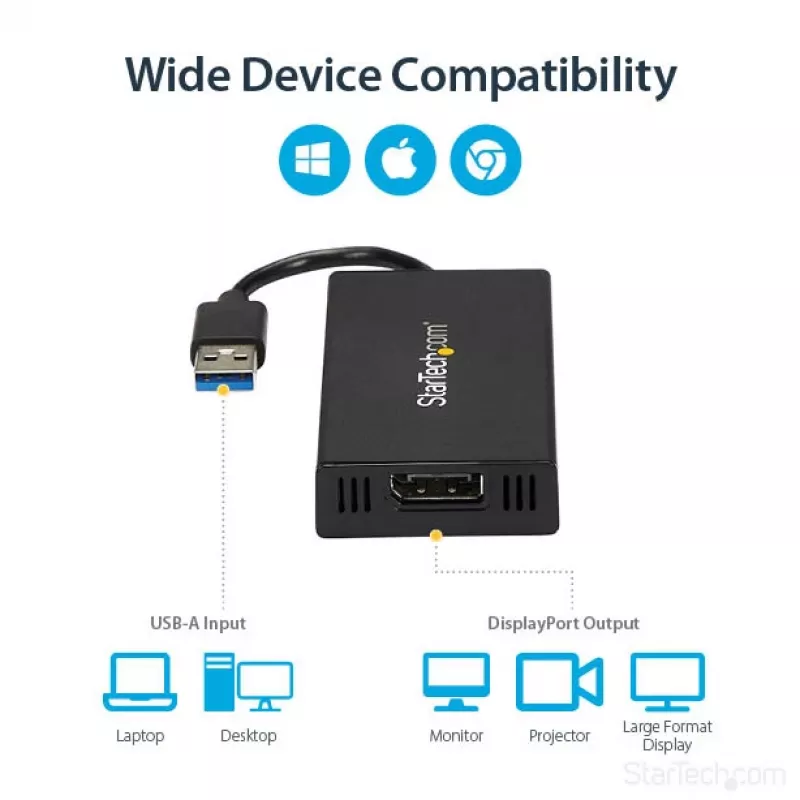 StarTech.com USB 3.0 - DisplayPorti adapter - DisplayLinki sertifikaadiga - 4K 30 Hz