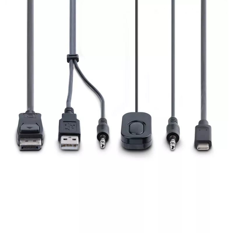 StarTech.com 2-pordiline hübriidne USB-C DisplayPort kaabliga KVM-lüliti, 4K 60Hz, kompaktne KVM koos 1,8 m USB-A/DisplayPort/audio ja 1,2 m USB-C integreeritud hostkaablitega, siinitoitel – kaugjuhtimisnupp/kiirklahvlülitus