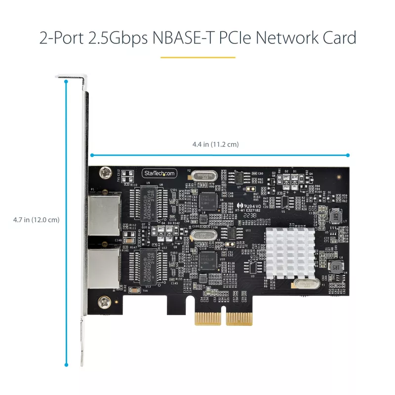 StarTech.com 2-pordiline 2,5 Gbps NBASE-T PCIe võrgukaart, Intel I225-V, kahepordiline arvuti võrgukaart, mitme gigabitine NIC, PCI Express serveri LAN-kaart, lauaarvuti Etherneti liides