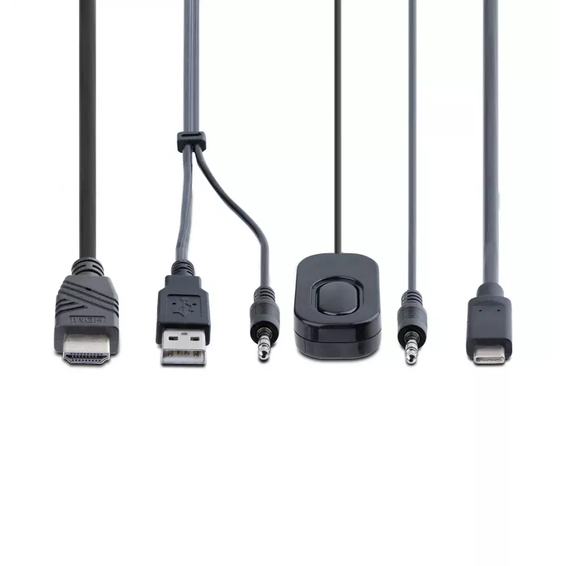 StarTech.com 2-pordiline hübriidne USB-C HDMI kaabliga KVM-lüliti, 4K 60 Hz, kompaktne KVM integreeritud 1,8 m USB-A/HDMI/heli- ja 1,2 m USB-C-hostkaablitega, siinitoitel - kaugjuhtimisnupp/kiirklahviga ümberlülitamine