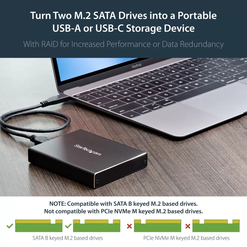 StarTech.com kahe pesaga draivikorpus M.2 SATA SSD-dele - USB 3.1 (10 Gbps) - RAID