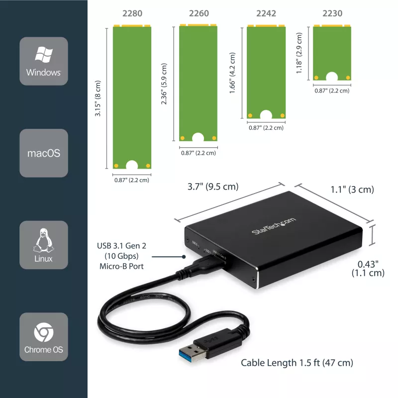 StarTech.com kahe pesaga draivikorpus M.2 SATA SSD-dele - USB 3.1 (10 Gbps) - RAID