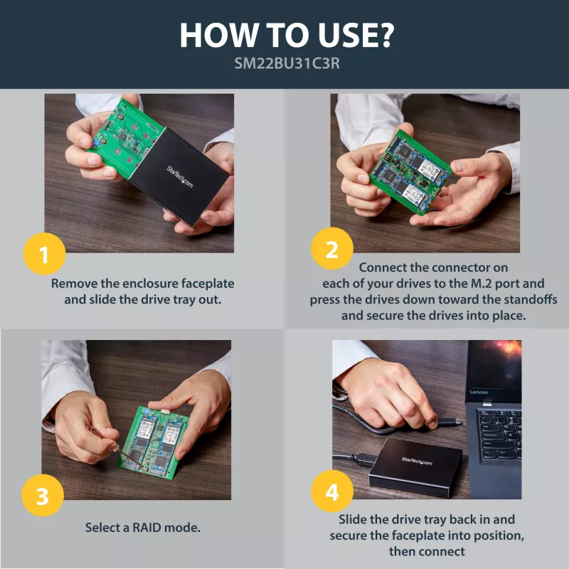 StarTech.com kahe pesaga draivikorpus M.2 SATA SSD-dele - USB 3.1 (10 Gbps) - RAID