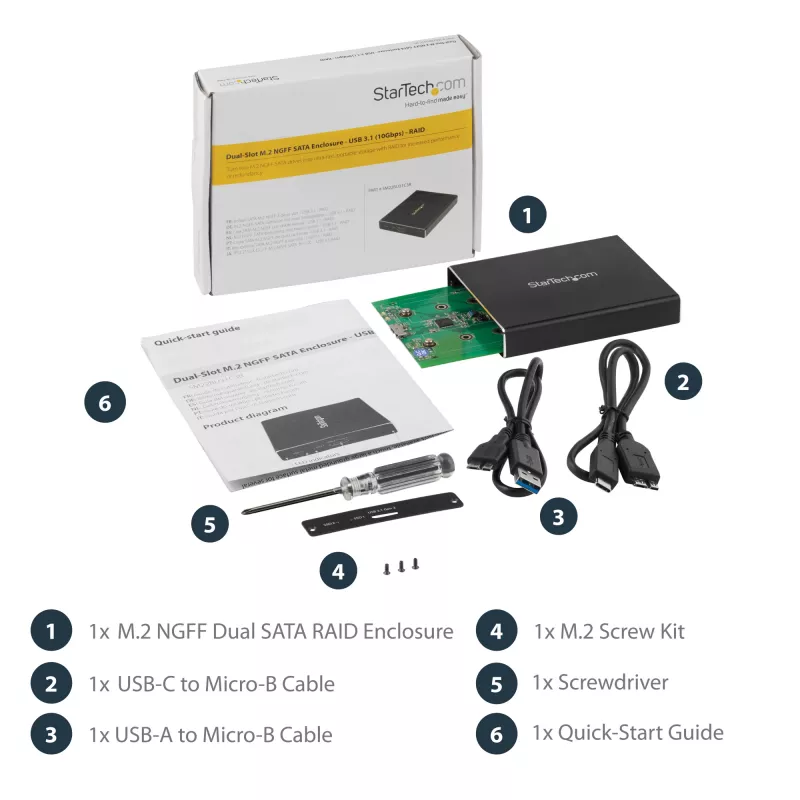 StarTech.com kahe pesaga draivikorpus M.2 SATA SSD-dele - USB 3.1 (10 Gbps) - RAID