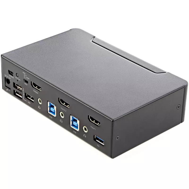 StarTech.com 2-pordiline HDMI KVM-lüliti – Üks monitor 4K 60Hz Ultra HD HDR – Lauaarvuti HDMI 2.0 KVM-lüliti 2-pordilise USB 3.0 jaoturiga (5 Gbit/s) ja 4x USB 2.0 HID, heli – Kiirklahvidega lülitamine – TAA