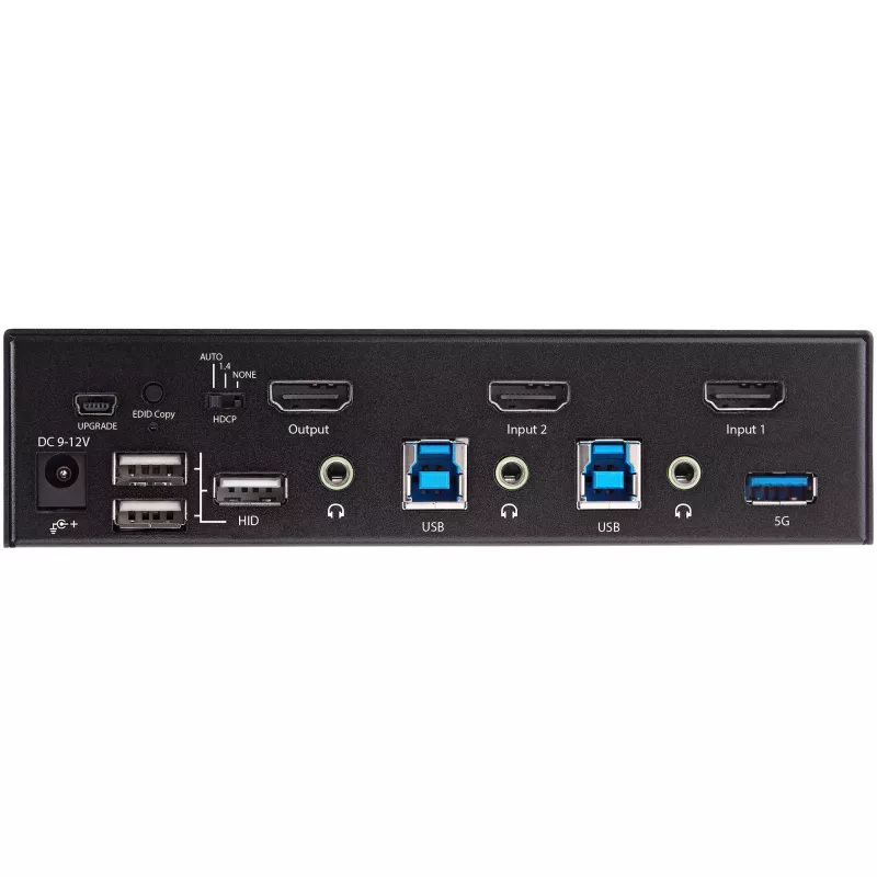 StarTech.com 2-pordiline HDMI KVM-lüliti – Üks monitor 4K 60Hz Ultra HD HDR – Lauaarvuti HDMI 2.0 KVM-lüliti 2-pordilise USB 3.0 jaoturiga (5 Gbit/s) ja 4x USB 2.0 HID, heli – Kiirklahvidega lülitamine – TAA