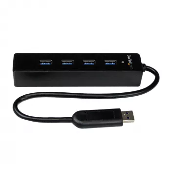 StarTech.com 4-pordiline kaasaskantav SuperSpeed USB 3.0 jaotur sisseehitatud kaabliga