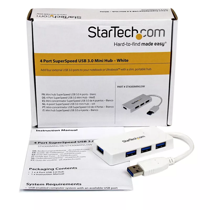 StarTech.com Portable 4 Port SuperSpeed Mini USB 3.0 Hub - Valge