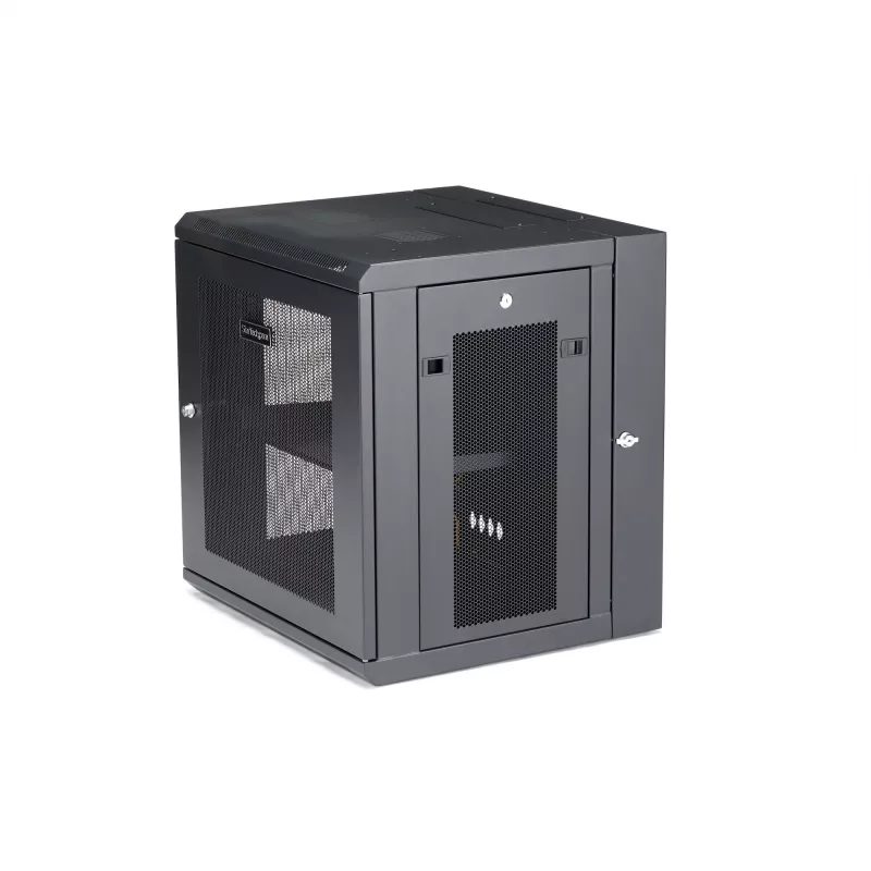 StarTech.com 4-Post 12U Wall Mount võrk Cabinet with 1U Shelf, 19 inch Hinged Wall-Mounted Server Rack for Data / AV / Electronics / Computer Equipment, Flexible Vented Rack Enclosure
