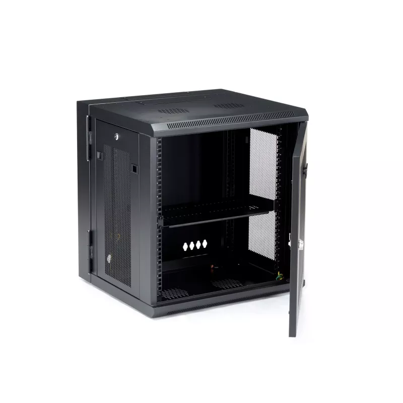StarTech.com 4-Post 12U Wall Mount võrk Cabinet with 1U Shelf, 19 inch Hinged Wall-Mounted Server Rack for Data / AV / Electronics / Computer Equipment, Flexible Vented Rack Enclosure